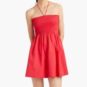 Hill House Roxie Smocked Strapless Halter Neck Mini Dress Women’s Size Medium